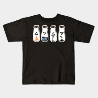 The 4 Symbols of the Elements: Earth, Wind, Water, and Fire - Nature in a Bottle Kids T-Shirt